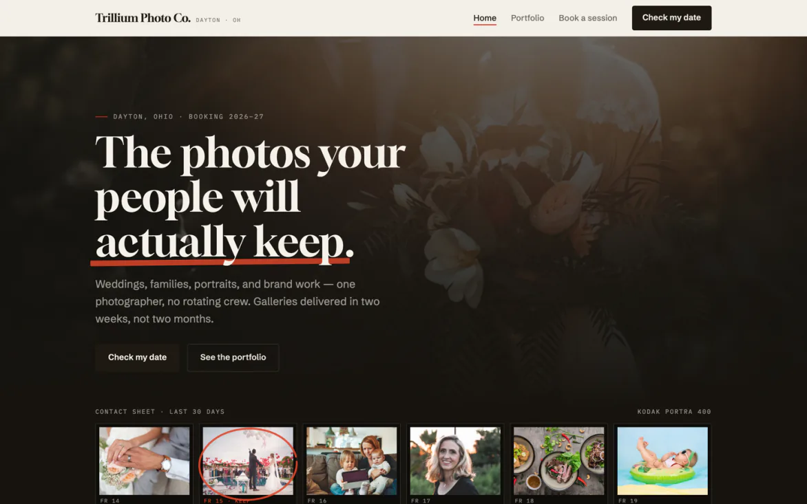 Trillium Photo Co., a demo photography site